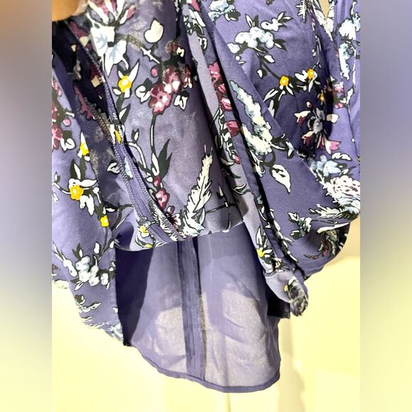 Loft dress floral flare business casual office summer festive purple Women’s 4P - Picture 8 of 10